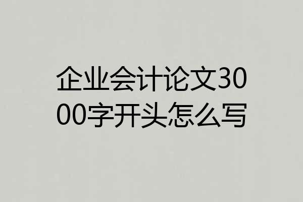 企业会计论文3000字开头怎么写