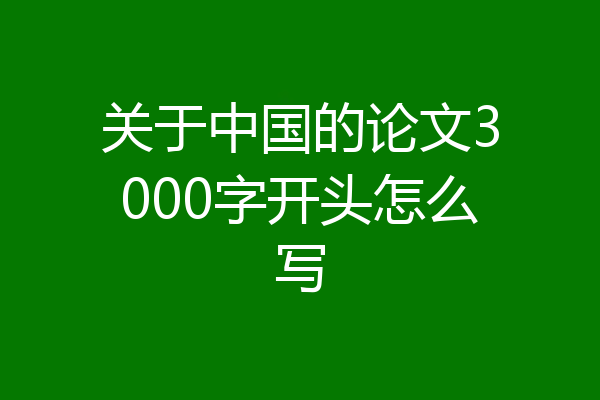 关于中国的论文3000字开头怎么写
