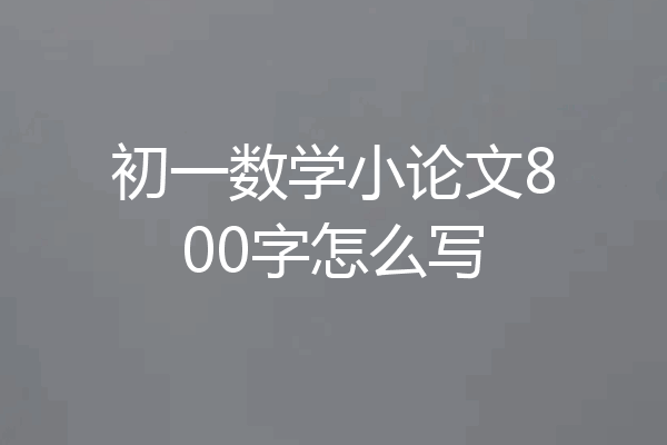 初一数学小论文800字怎么写