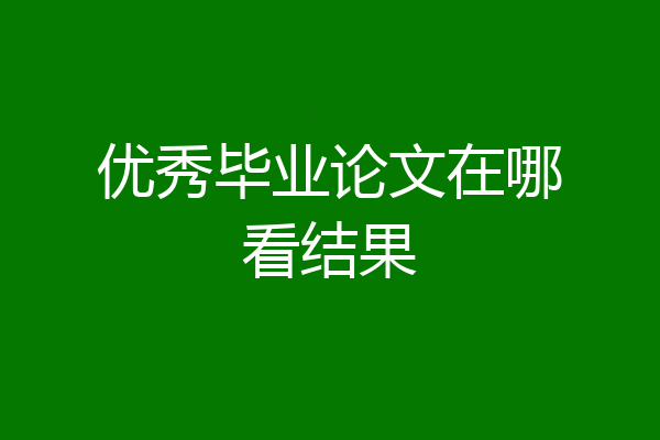 优秀毕业论文在哪看结果