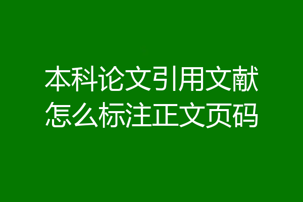 本科论文引用文献怎么标注正文页码