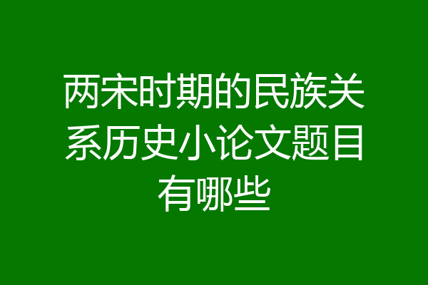 两宋时期的民族关系历史小论文题目有哪些