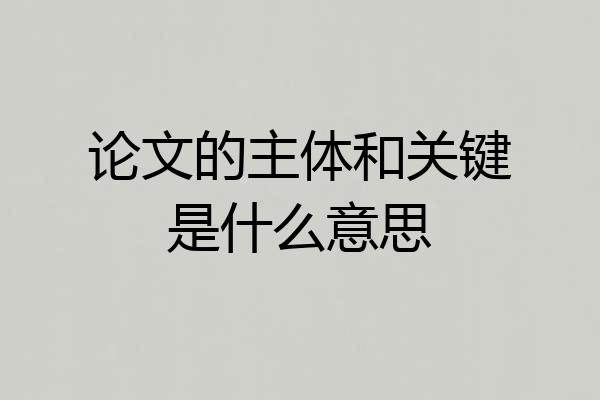 论文的主体和关键是什么意思