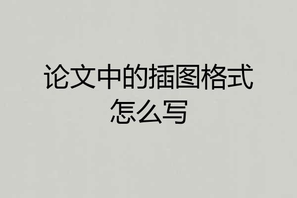 论文中的插图格式怎么写
