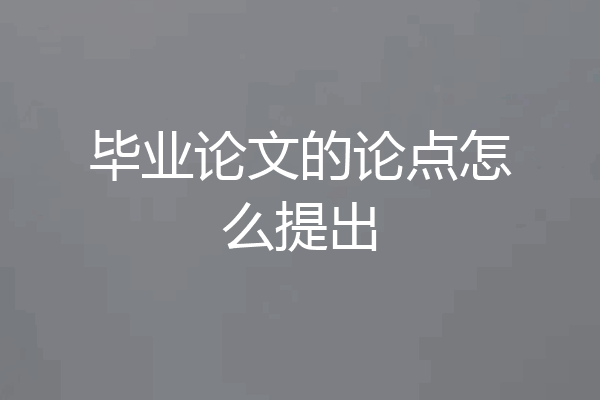 毕业论文的论点怎么提出