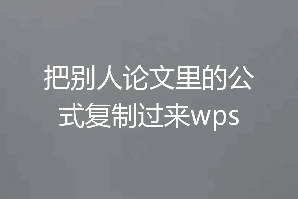 把别人论文里的公式复制过来wps