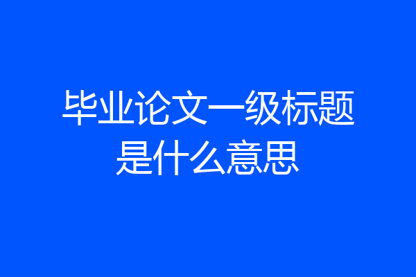 毕业论文一级标题是什么意思