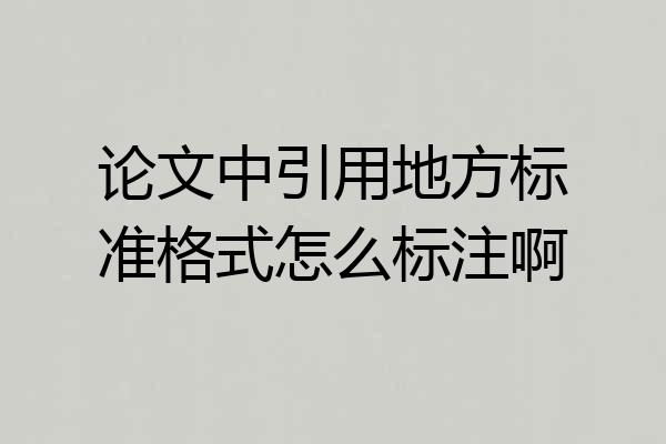 论文中引用地方标准格式怎么标注啊