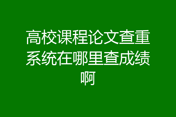 高校课程论文查重系统在哪里查成绩啊