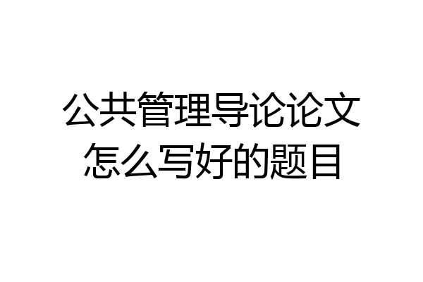 公共管理导论论文怎么写好的题目
