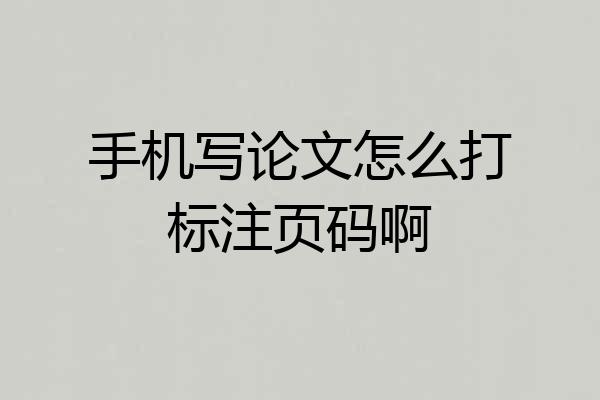 手机写论文怎么打标注页码啊
