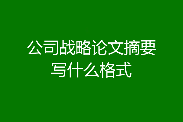 公司战略论文摘要写什么格式