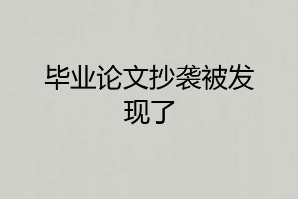 毕业论文抄袭被发现了