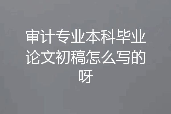 审计专业本科毕业论文初稿怎么写的呀
