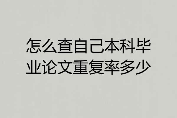 怎么查自己本科毕业论文重复率多少