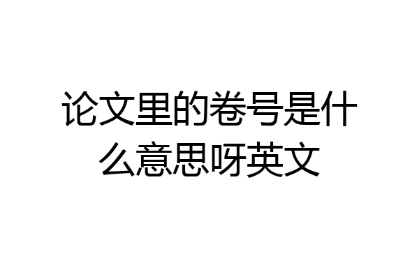 论文里的卷号是什么意思呀英文