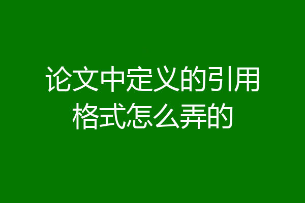论文中定义的引用格式怎么弄的