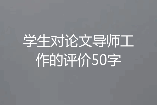 学生对论文导师工作的评价50字