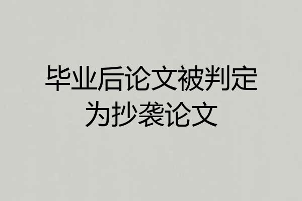 毕业后论文被判定为抄袭论文