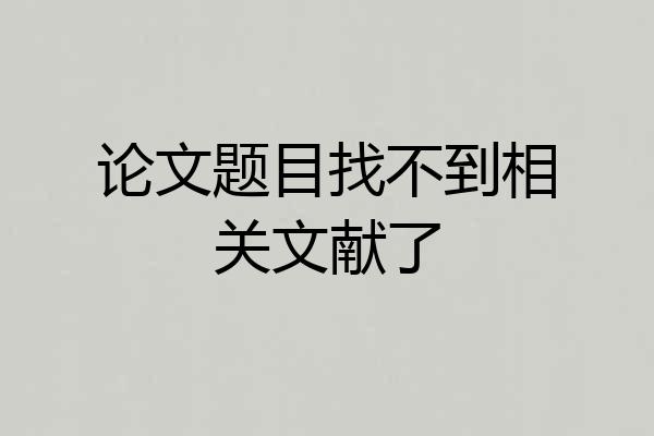 论文题目找不到相关文献了