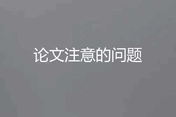 论文注意的问题