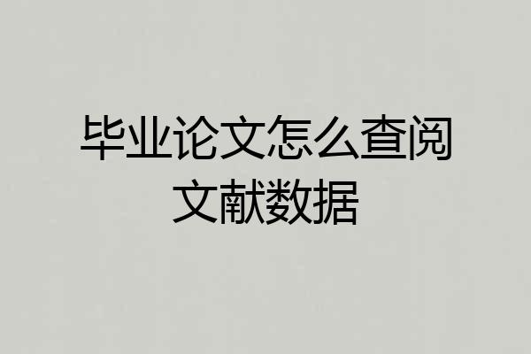 毕业论文怎么查阅文献数据