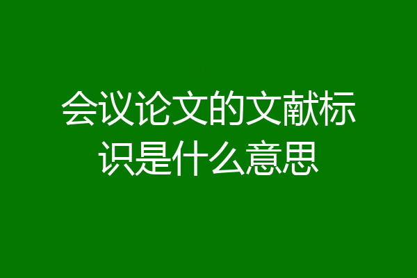 会议论文的文献标识是什么意思