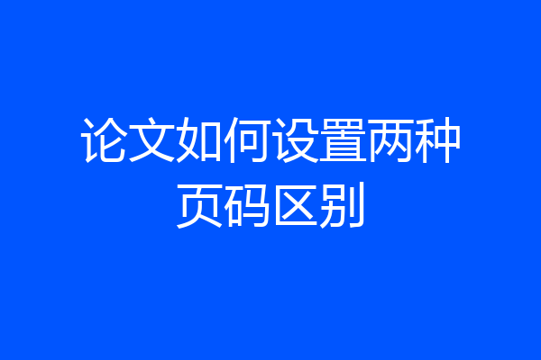 论文如何设置两种页码区别