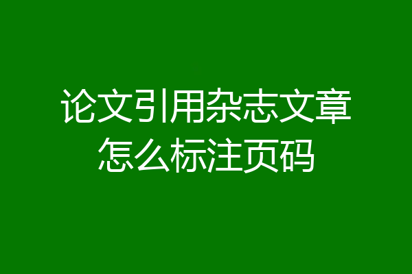 论文引用杂志文章怎么标注页码