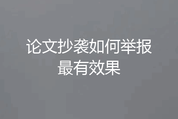 论文抄袭如何举报最有效果