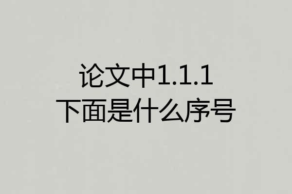 论文中1.1.1下面是什么序号