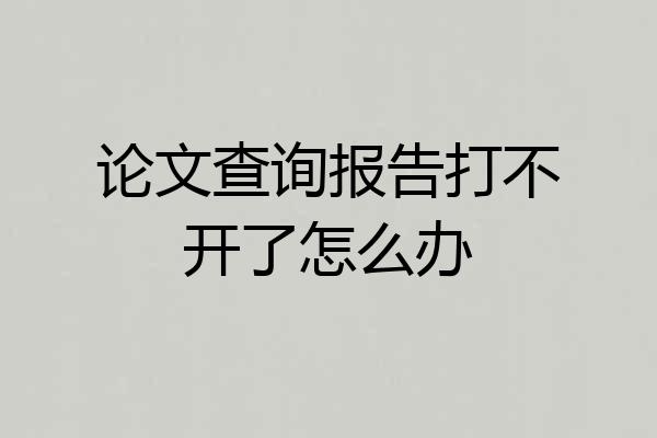 论文查询报告打不开了怎么办