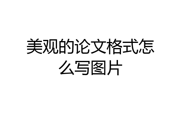 美观的论文格式怎么写图片