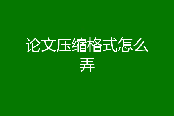 论文压缩格式怎么弄