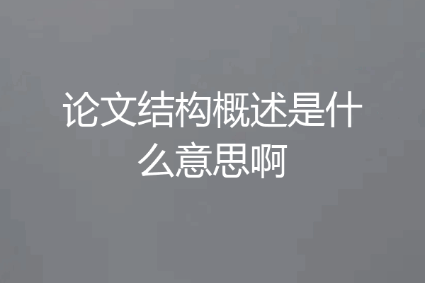 论文结构概述是什么意思啊