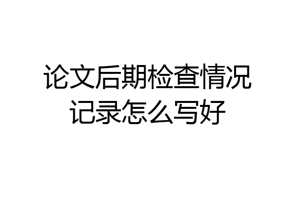 论文后期检查情况记录怎么写好