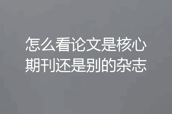 怎么看论文是核心期刊还是别的杂志