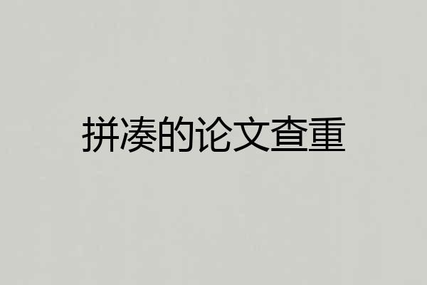 拼凑的论文查重