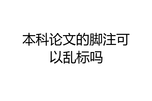 本科论文的脚注可以乱标吗