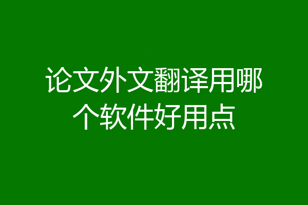 论文外文翻译用哪个软件好用点