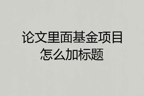 论文里面基金项目怎么加标题