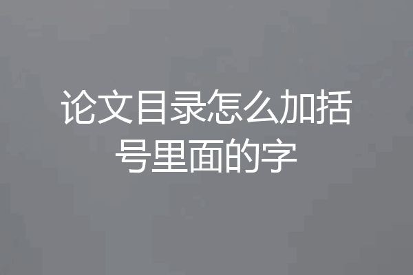 论文目录怎么加括号里面的字
