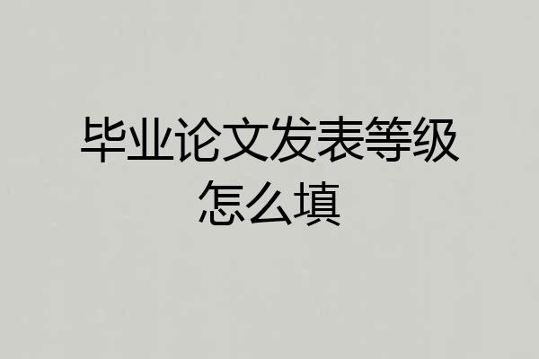 毕业论文发表等级怎么填