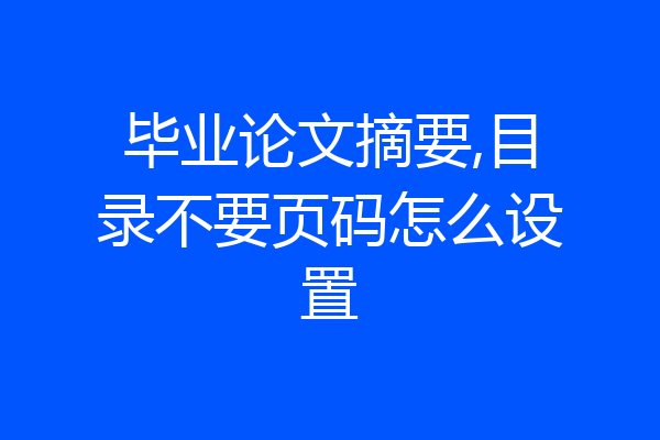毕业论文摘要,目录不要页码怎么设置