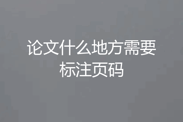 论文什么地方需要标注页码