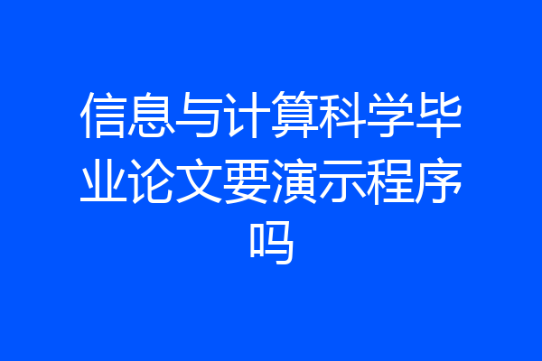 信息与计算科学毕业论文要演示程序吗