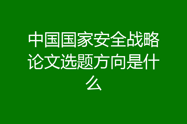 中国国家安全战略论文选题方向是什么