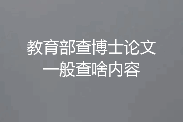 教育部查博士论文一般查啥内容