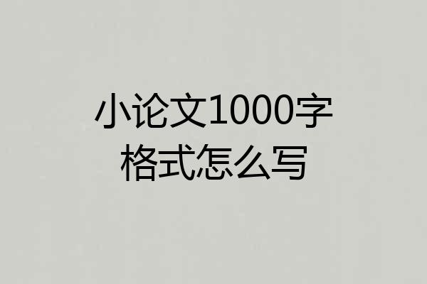 小论文1000字格式怎么写