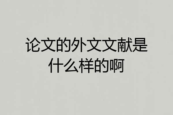 论文的外文文献是什么样的啊